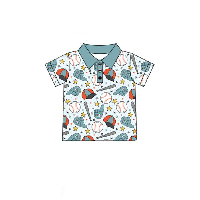 Baseball print boys short sleeve summer pullover shirt preorder