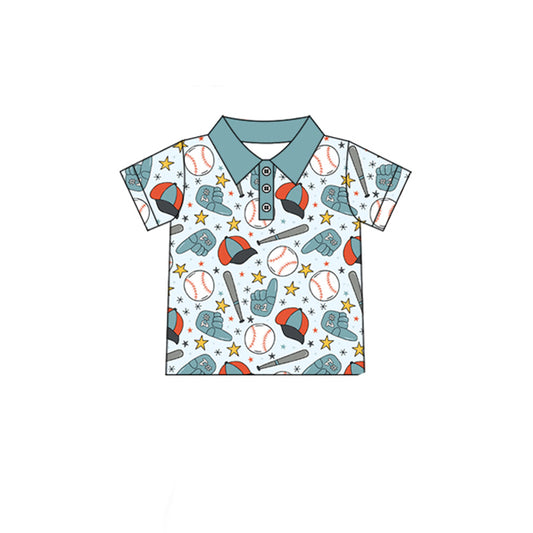 Baseball print boys short sleeve summer pullover shirt preorder