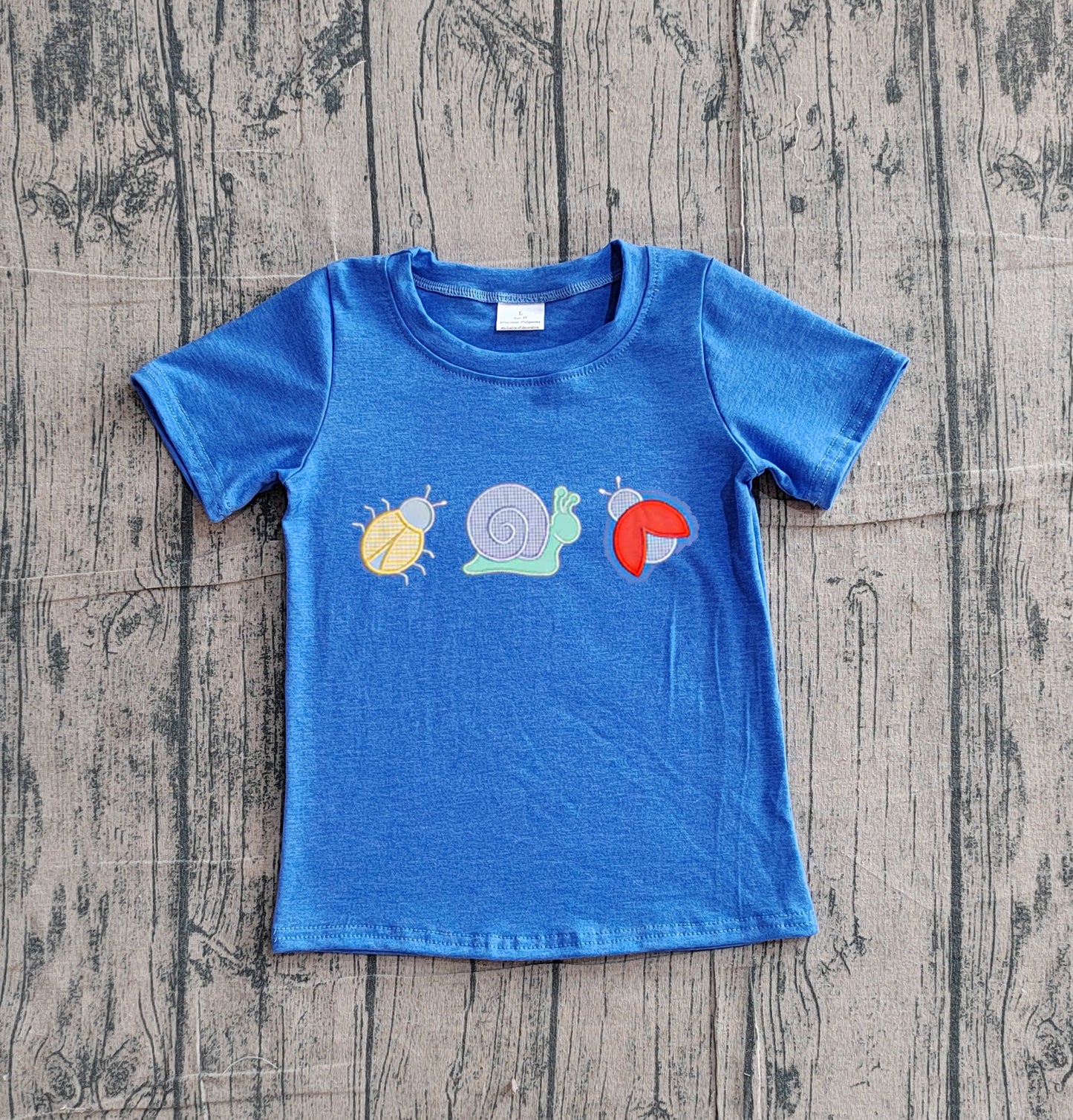 embroidery snail print boy short sleeve top preorder