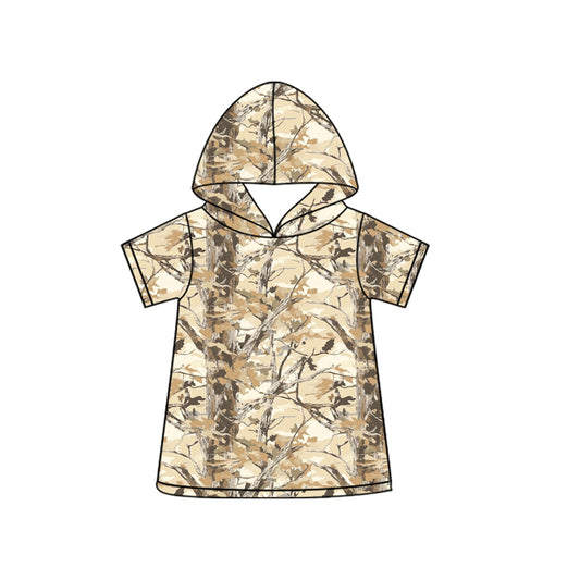 Camo print boy short sleeve hoodie top preorder