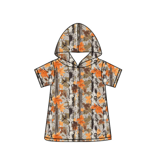 Camo print boy short sleeve hoodie top preorder