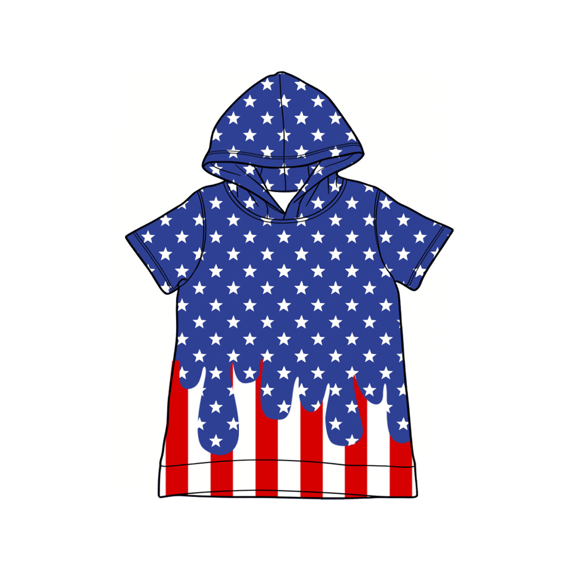 July 4th print boy short sleeve hoodie top preorder