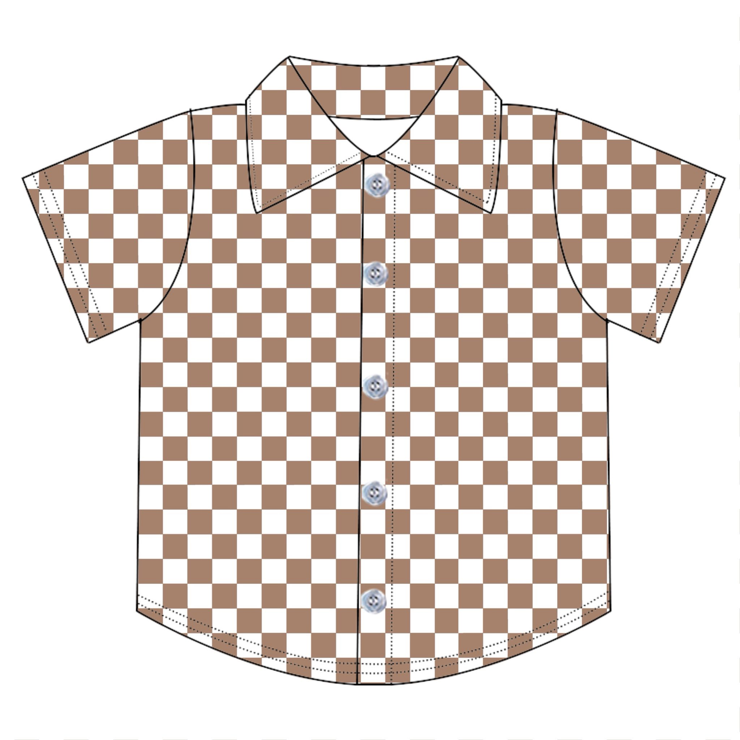 Kkaki checkered print boy short sleeve t-shirt top preorder