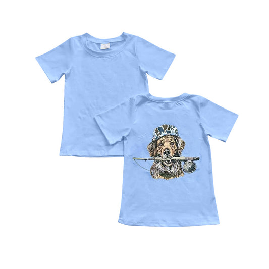 Hunting dog print boy short sleeve top preorder