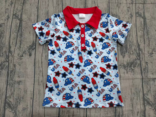 July 4th design kids short sleeve pullover top preorder