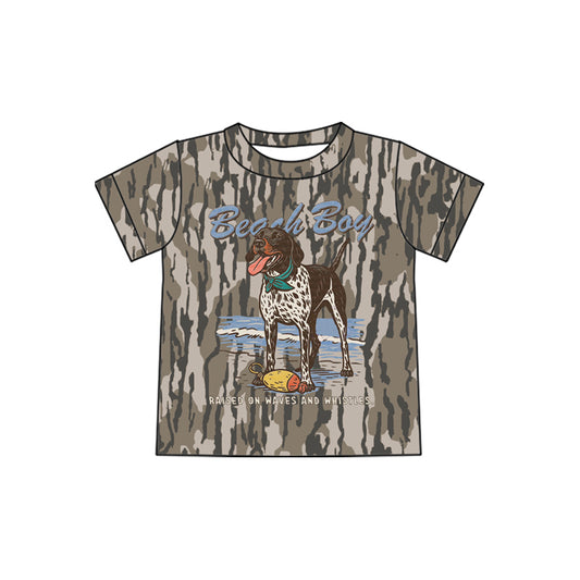 Dog camo print boy short sleeve top preorder