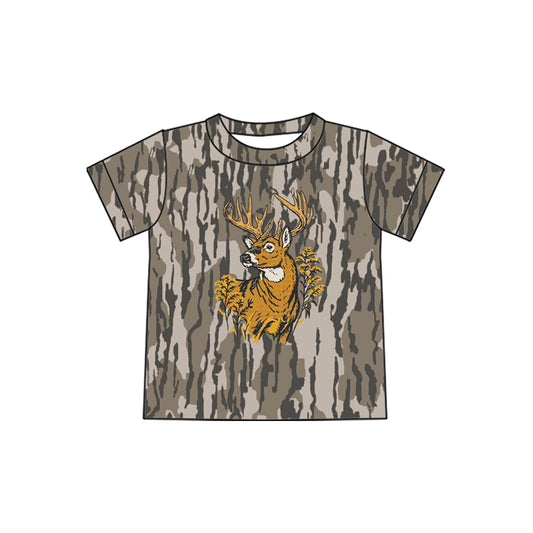 Deer camo print boy short sleeve top preorder