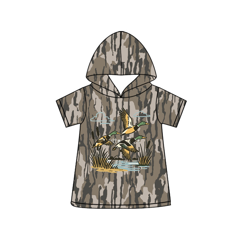 Duck camo print boy short sleeve hoodie top preorder