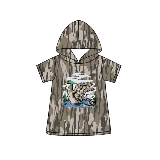 Duck camo print boy short sleeve hoodie top preorder