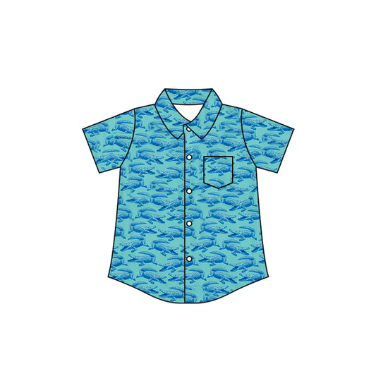 Crocodile print boy short sleeve button down t-shirt top preorder