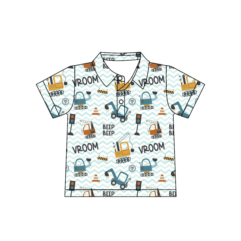 Construction design short sleeve pullover top preorder