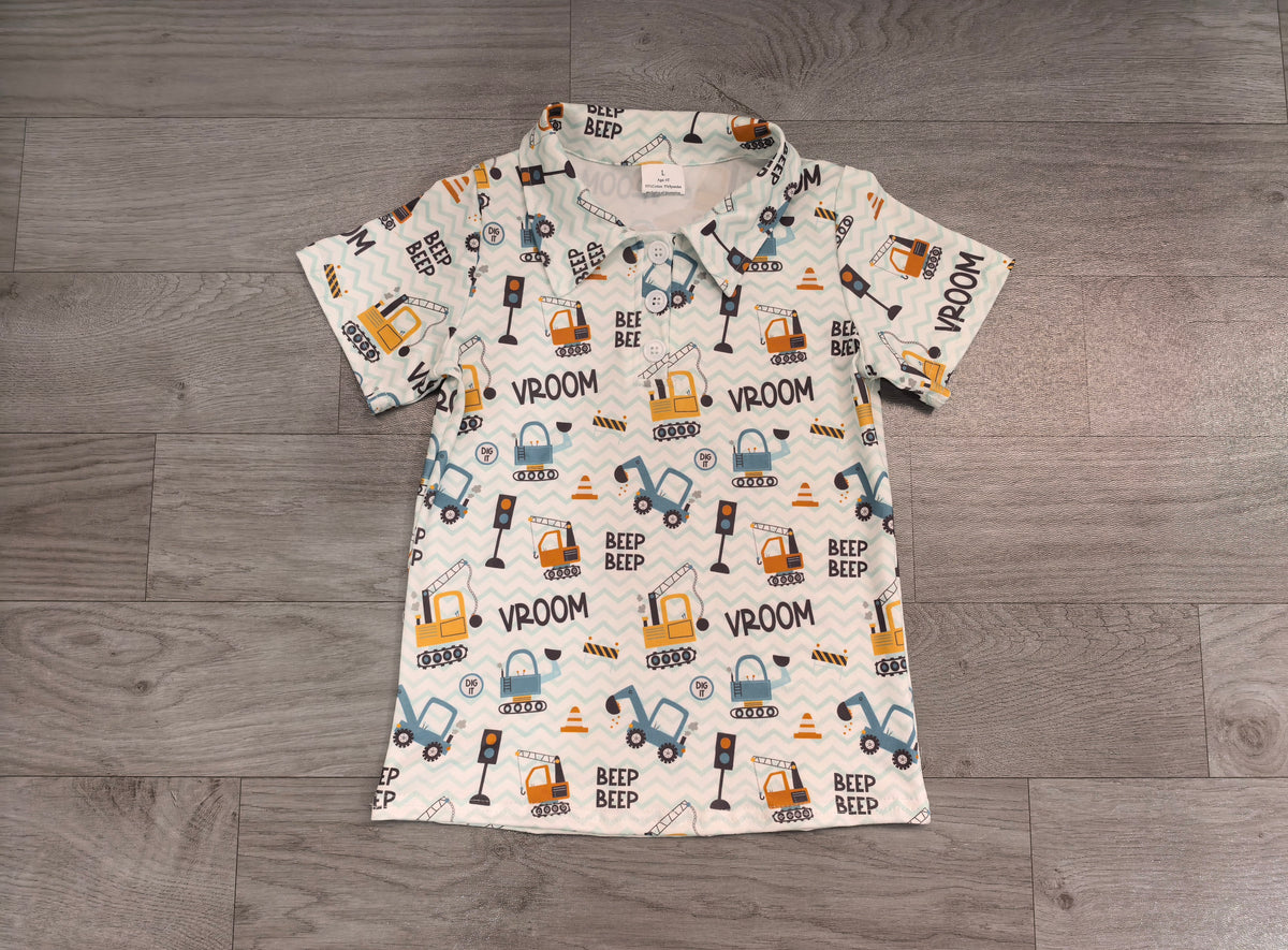 Construction design short sleeve pullover top preorder