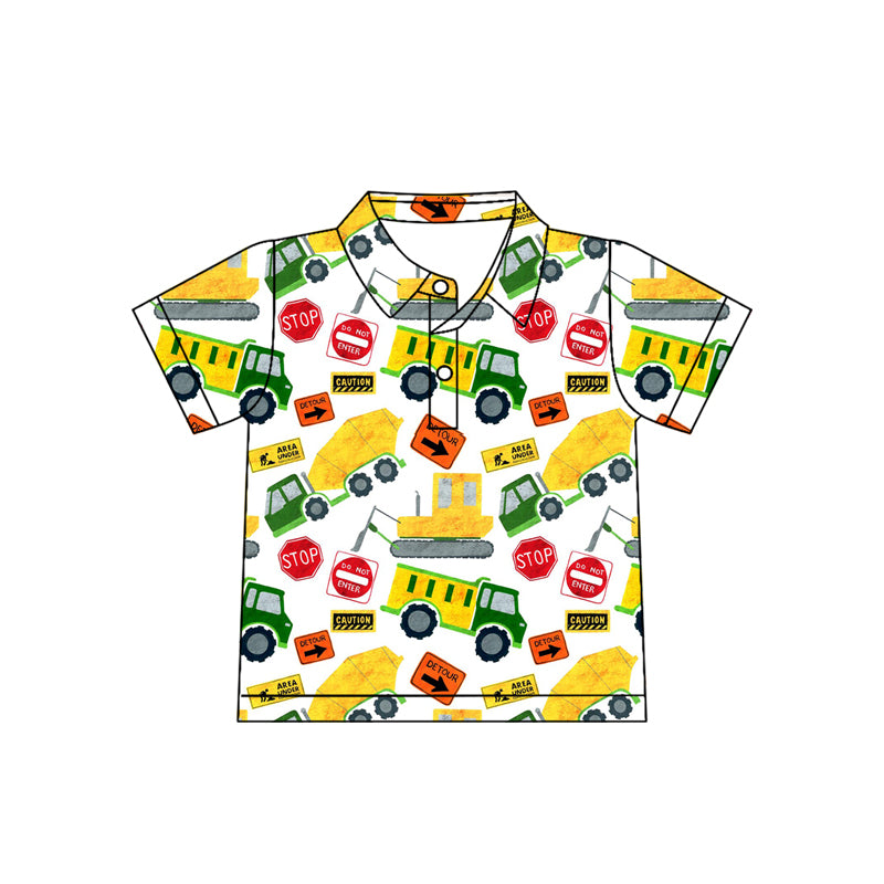 Construction design short sleeve pullover top preorder