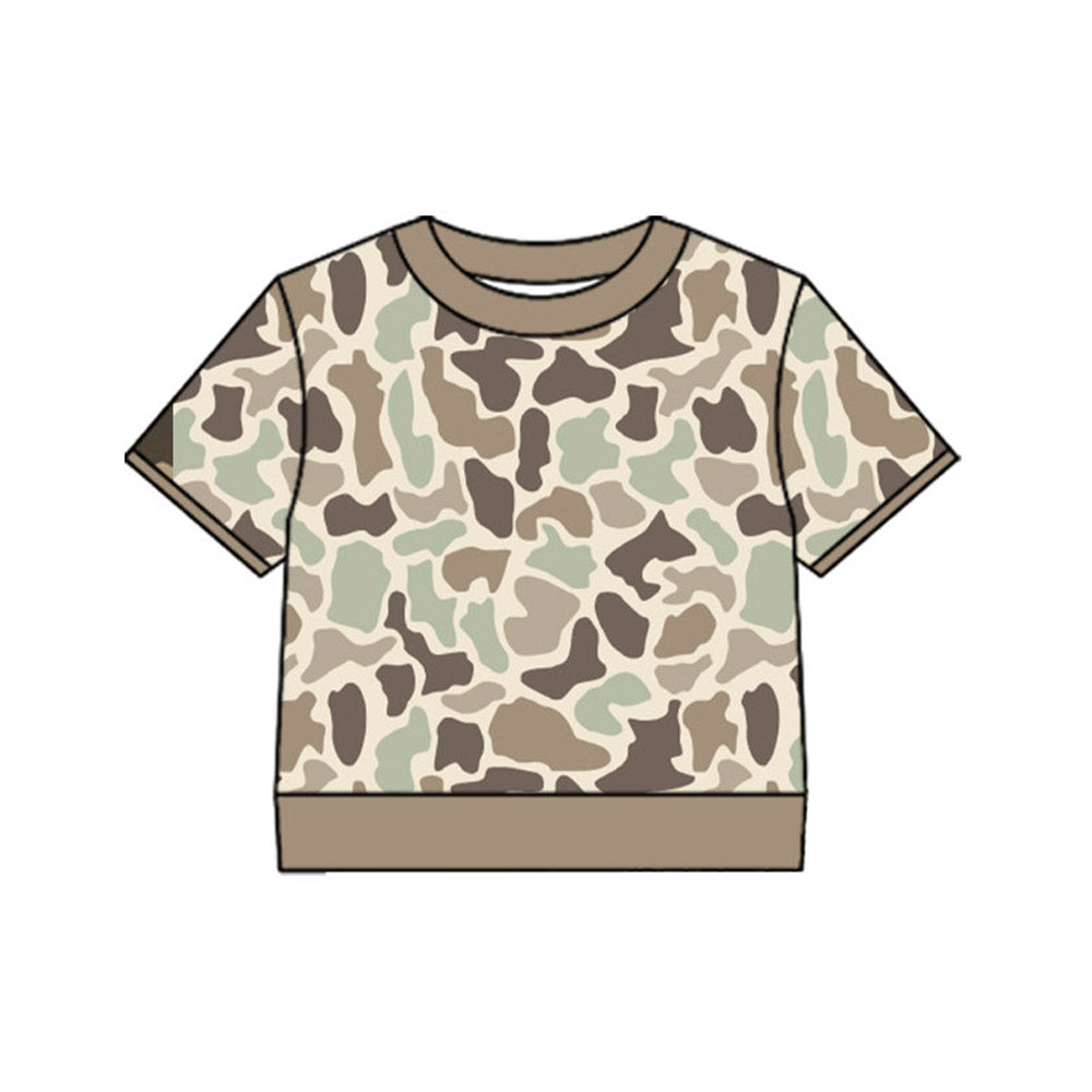 Light grey Camo color boy short sleeve top preorder