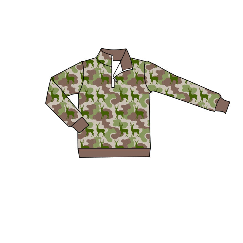 Deer camo kids boy long sleeve pullover top preorder
