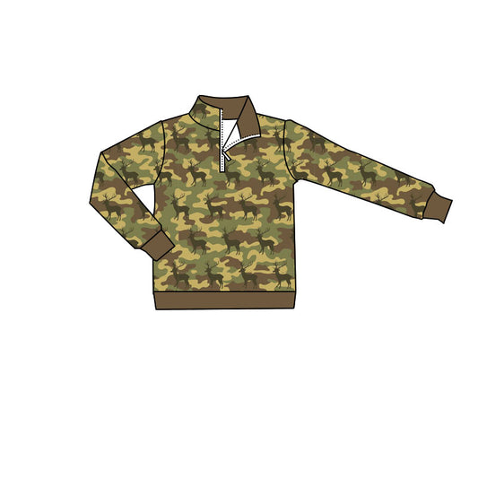 Deer camo kids boy long sleeve pullover top preorder