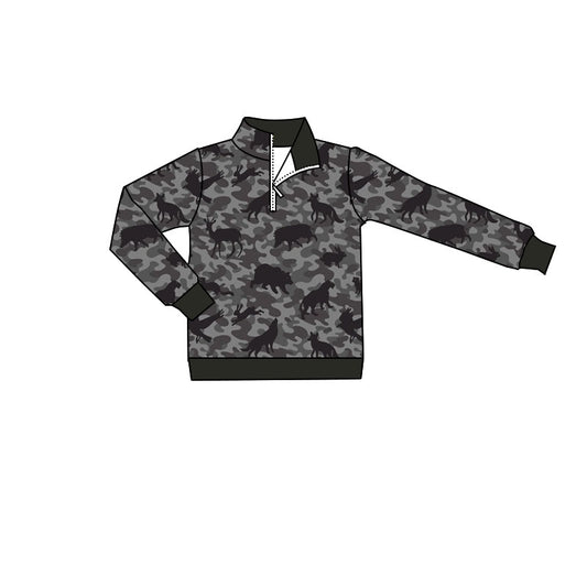 Deer camo kids boy long sleeve pullover top preorder