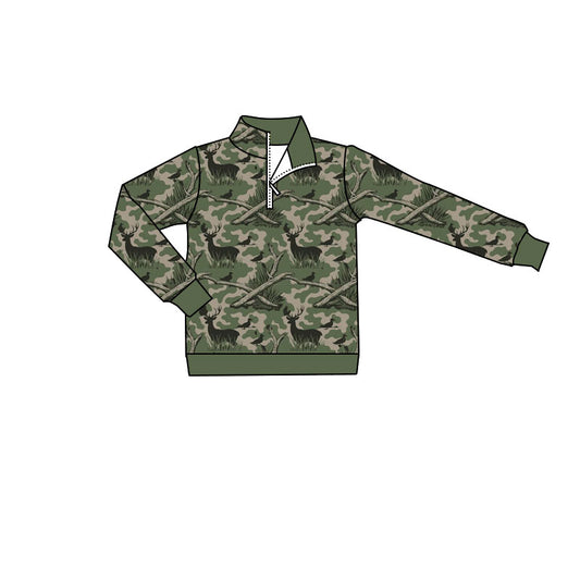 Deer camo kids boy long sleeve pullover top preorder