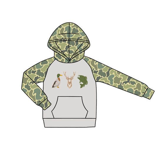 Deer duck fishing kids boy long sleeve camo hoodie top preorder