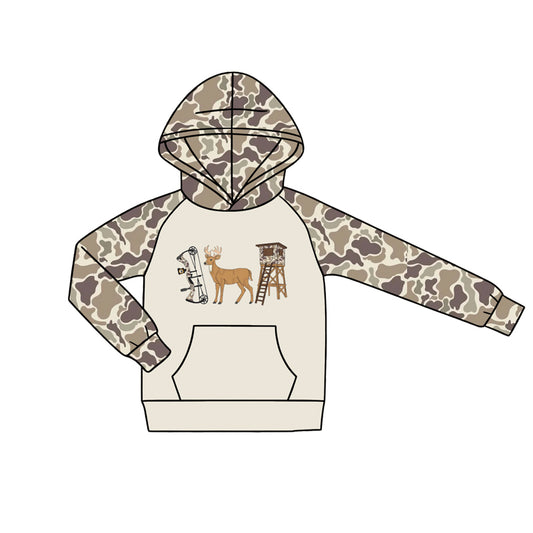 Deer print kids boy long sleeve camo hoodie top preorder