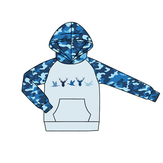 Deer duck print kids boy long sleeve camo hoodie top preorder