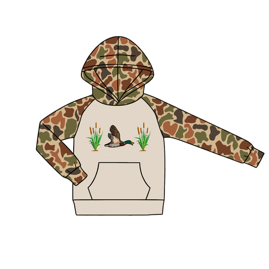 Duck bulrush print kids boy long sleeve camo hoodie top preorder