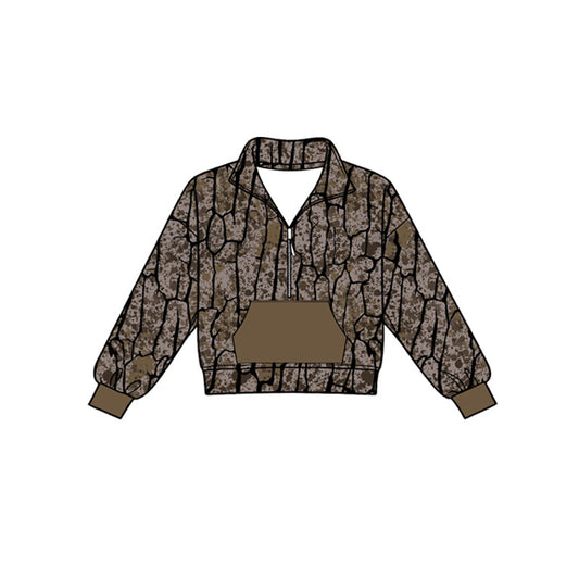 Camo print kids boy long sleeve pullover top preorder