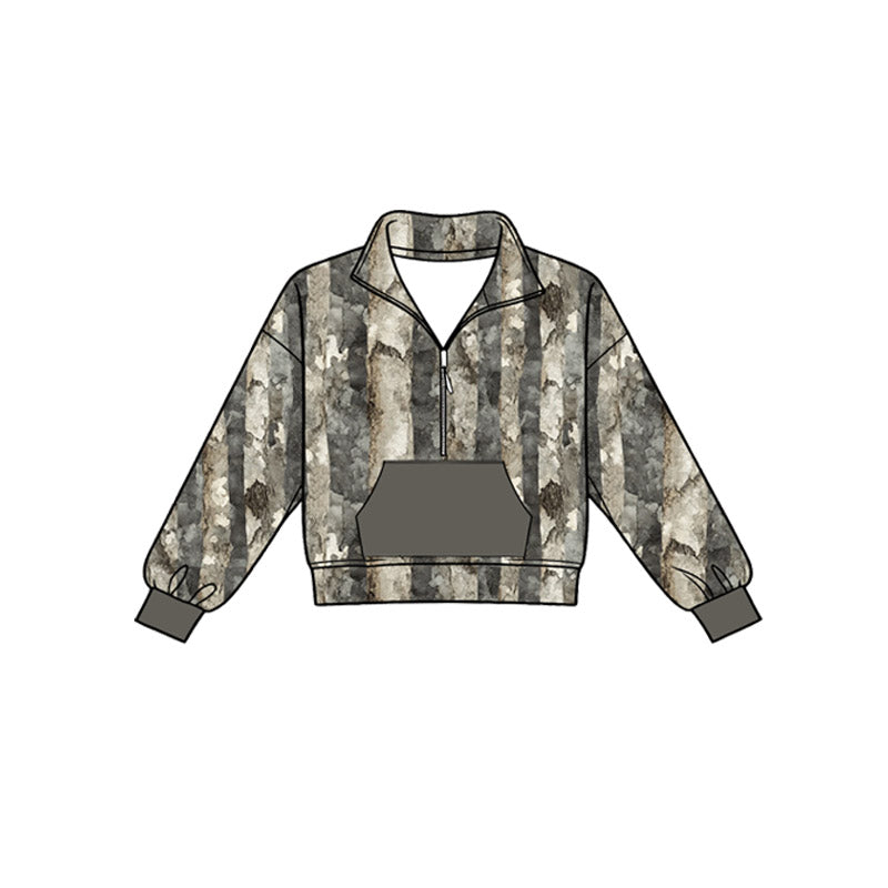Camo print kids boy long sleeve pullover top preorder