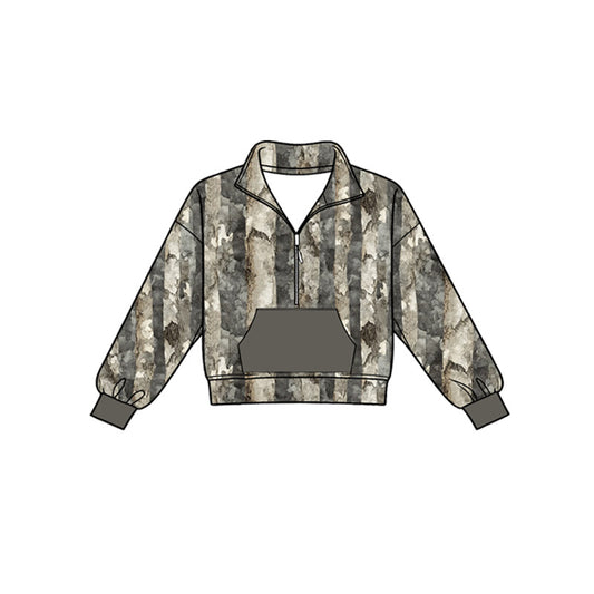 Camo print kids boy long sleeve pullover top preorder