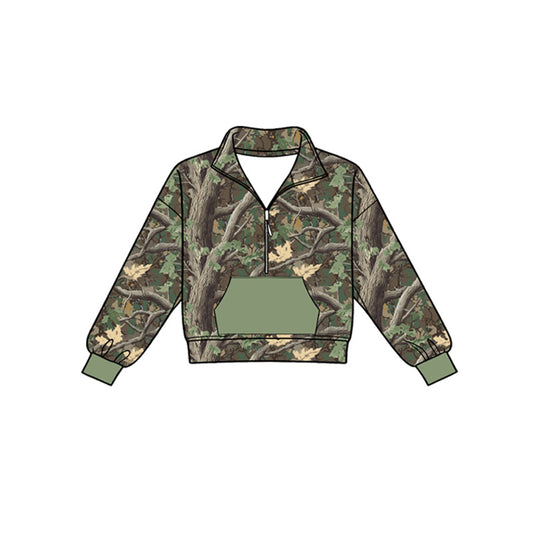 Camo print kids boy long sleeve pullover top preorder