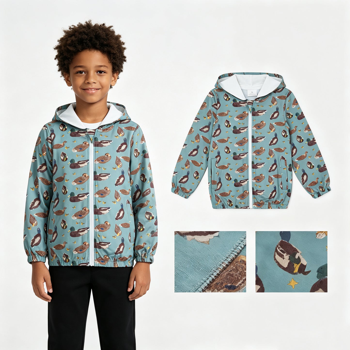 Mallard duck kids boy long sleeve hoodie top
