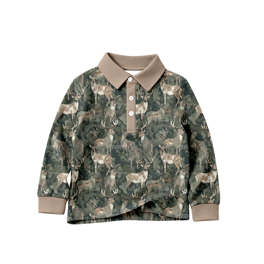 Deer print kids long sleeve pullover top preorder