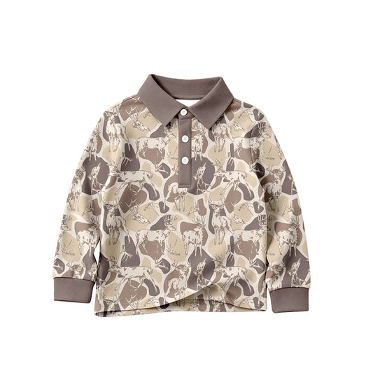 Deer print kids long sleeve pullover top preorder