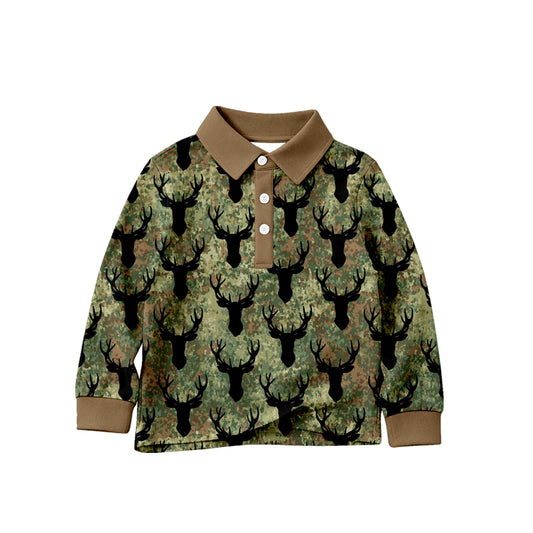 Deer print kids long sleeve pullover top preorder