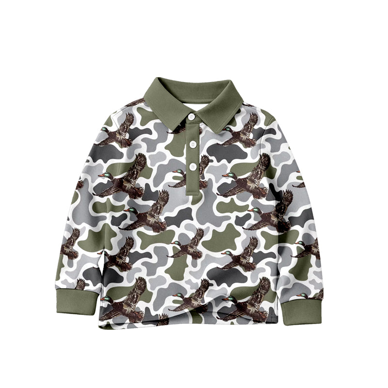 Duck camo print kids long sleeve pullover top preorder