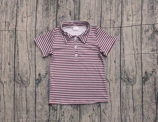 Red stripes kids boy short sleeve pullover top preorder