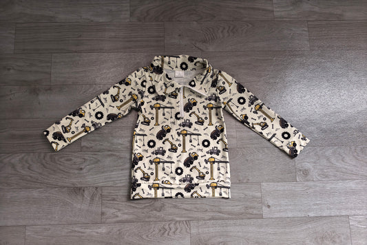 Construction print kids long sleeve pullover top preorder