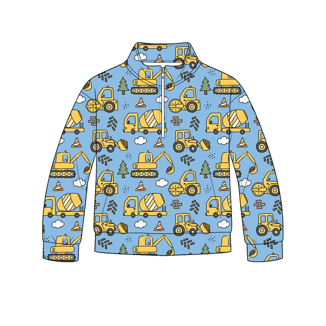 Construction print kids long sleeve pullover top preorder
