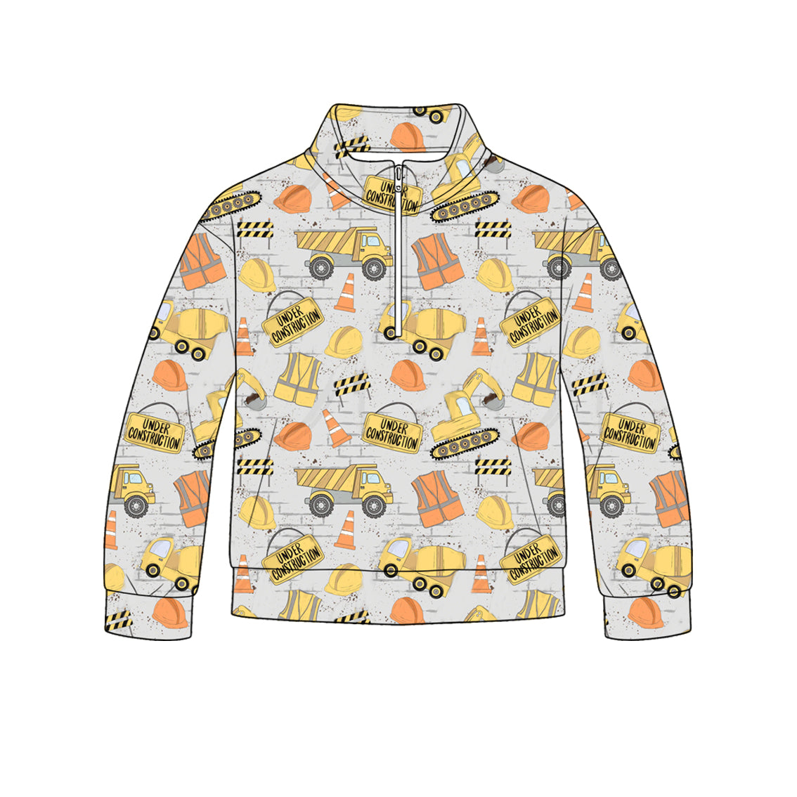 Construction print kids long sleeve pullover top preorder