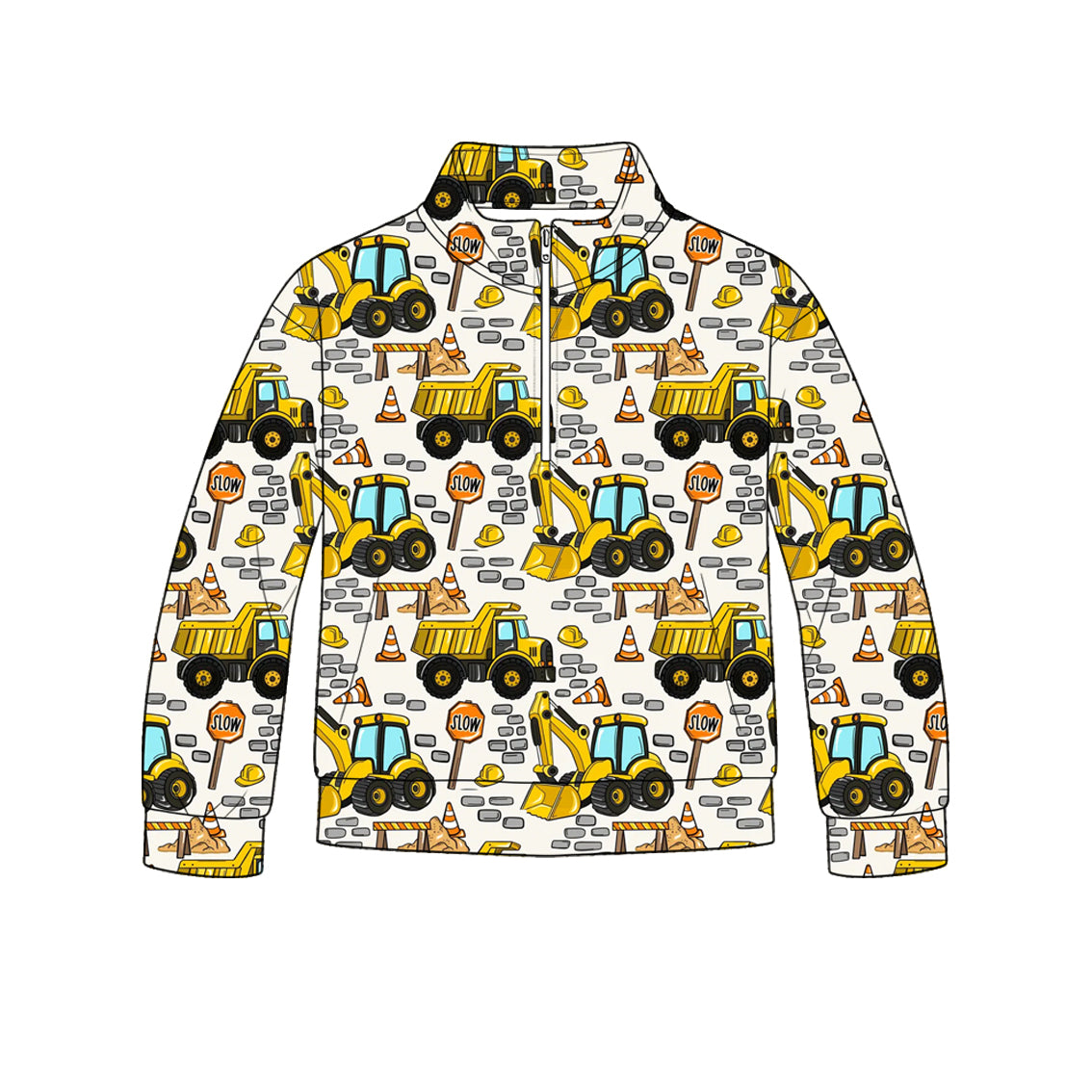 Construction print kids long sleeve pullover top preorder