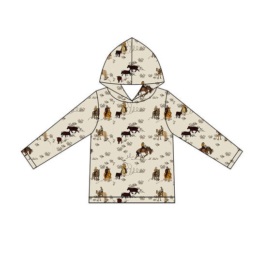 Western rodeo print kids boy long sleeve  hoodie top preorder
