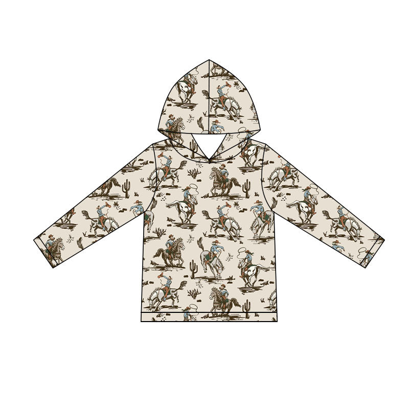 Western rodeo print kids boy long sleeve  hoodie top preorder