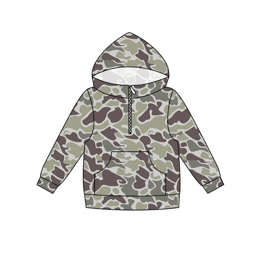 Dark grey camo print kids boy long sleeve  hoodie top preorder