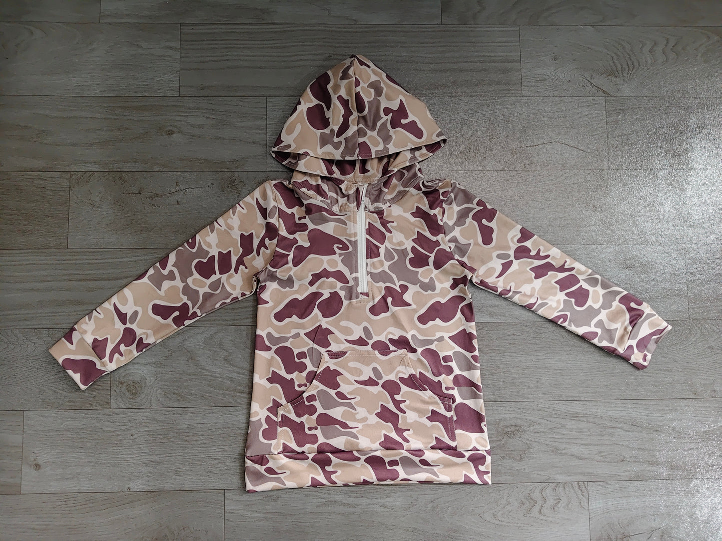 Dark grey camo print kids boy long sleeve  hoodie top preorder