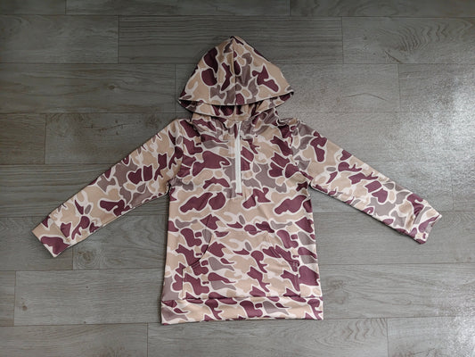 Dark grey camo print kids boy long sleeve  hoodie top preorder