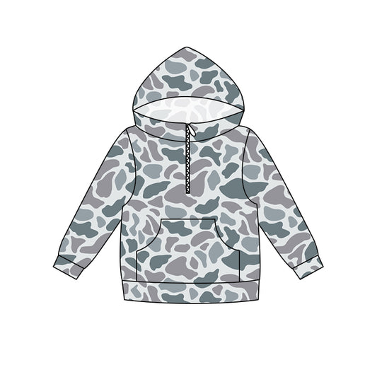 Grey camo print kids boy long sleeve  hoodie top preorder