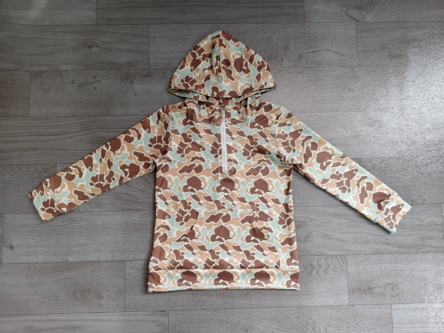 Green khaki camo print kids boy long sleeve  hoodie top preorder