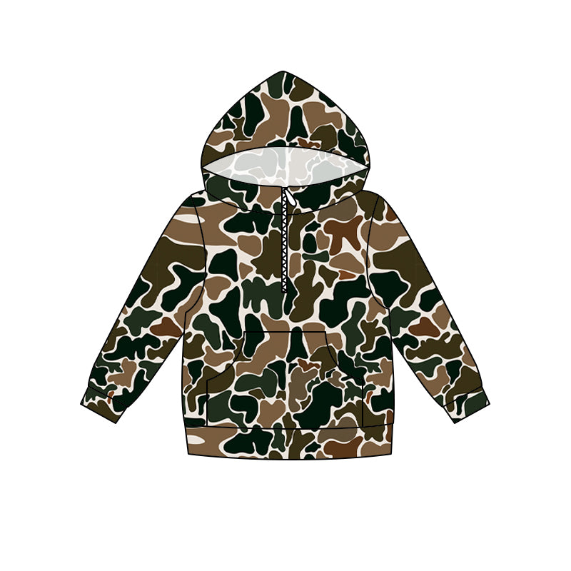 Green camo print kids boy long sleeve  hoodie top preorder