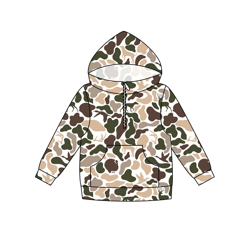 Deer camo print kids boy long sleeve  hoodie top preorder