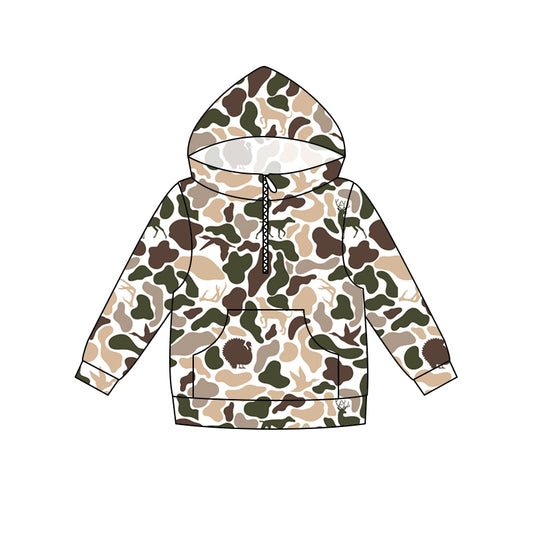 Deer camo print kids boy long sleeve  hoodie top preorder